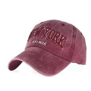 New York Hat, New York City, Embroidered cap hat Faded Red New
